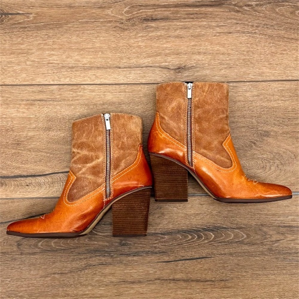 Donald Pliner Velle Women's Size 11 Brown Leather & Suede Western Ankle Booties - Picture 8 of 9